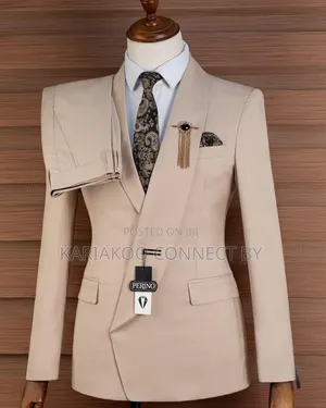 Men's Premium Cream 3-Piece Slim Fit Suit