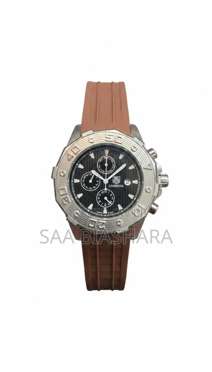 Tag Heuer Aquaracer Chronograph 43mm Dial Black Brown Strap Original