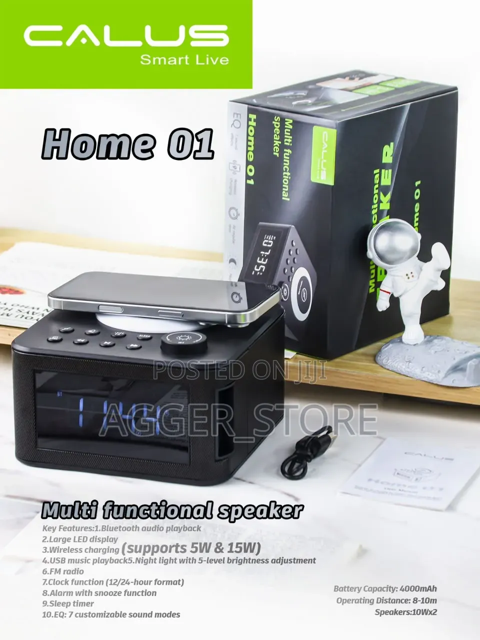 CALUS Home 01 Multifunctional Bluetooth Speaker, Wireless Charging Pad