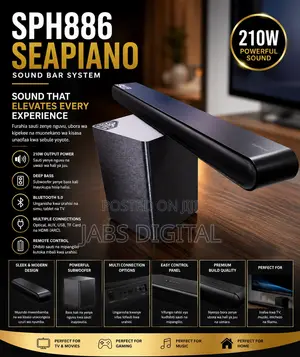 SEAPIANO SPH886 210W 2.1 Channel Bluetooth Sound Bar System