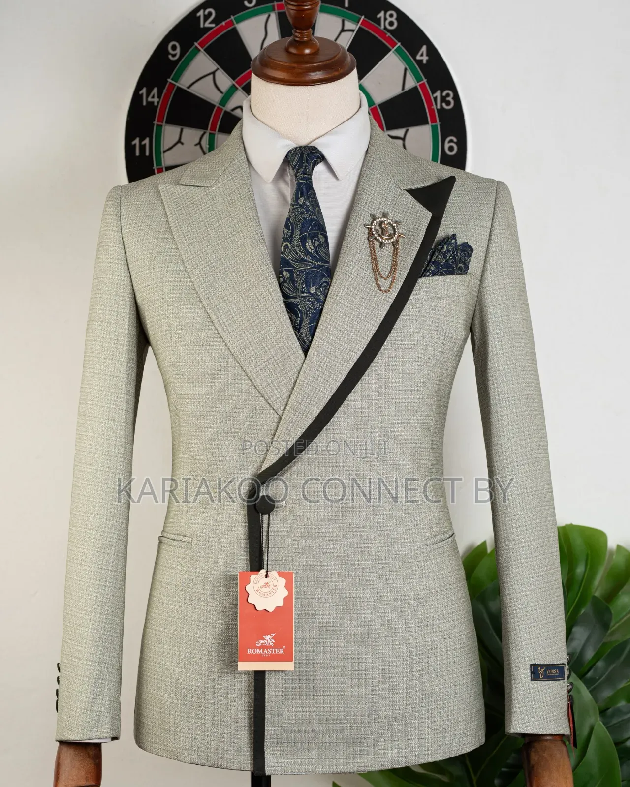 Executive Light Grey Cross-Lapel Suit