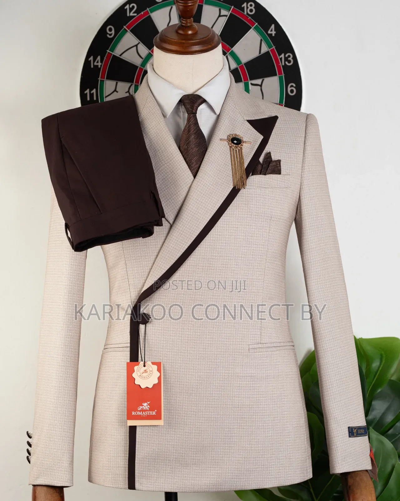 ​Romaster Executive Beige Brown Trim Suit