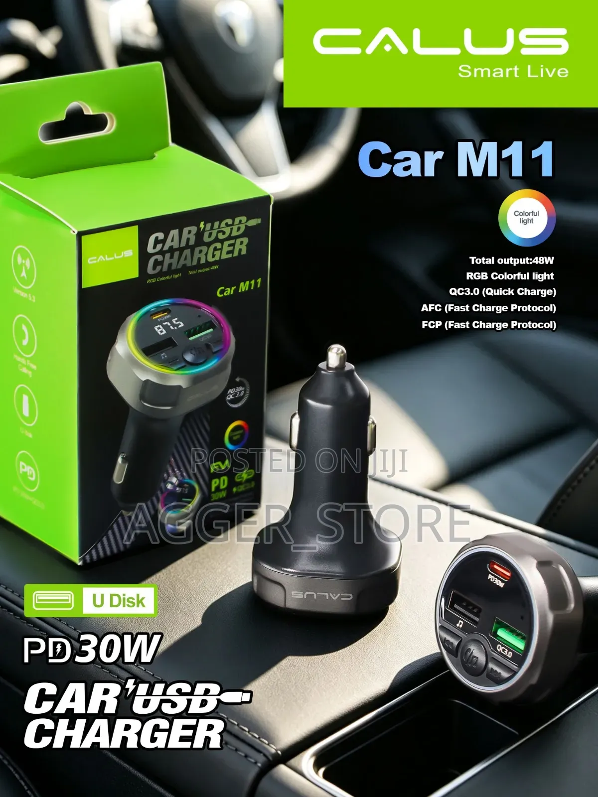 Calus Car M11 48W Multi-Function 30W Car USB Charger and Bluetooth FM