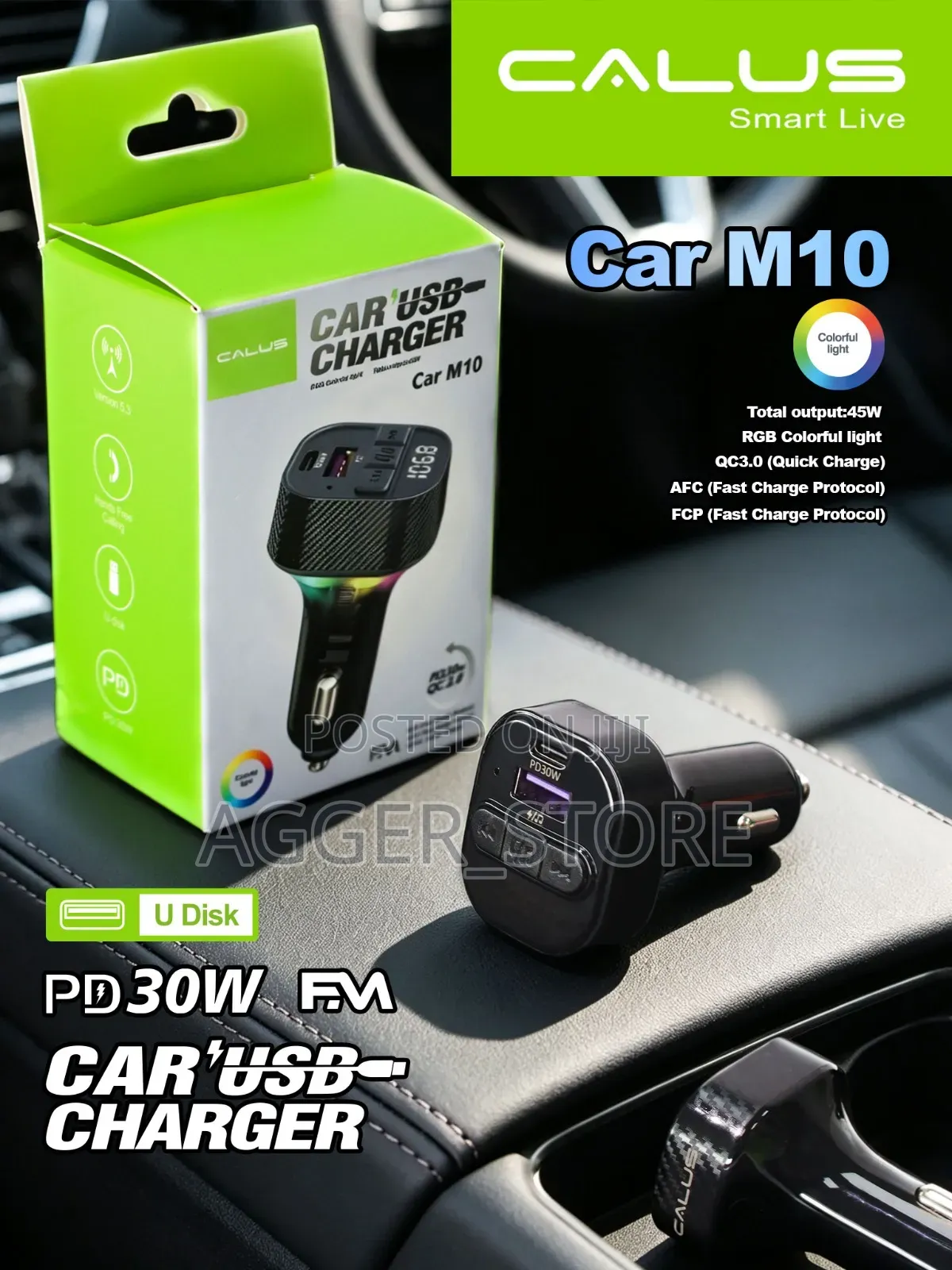 Calus Car M10 45W Bluetooth FM Transmitter and Car USB Charger