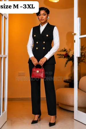 Ladies Sleeveless Blazer Vest Pants 2-Piece Suit