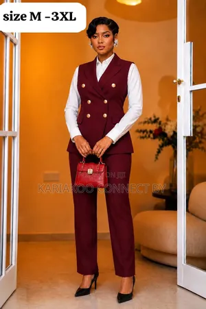 Ladies Sleeveless Blazer Vest Pants 2-Piece Suit