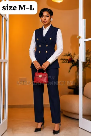 Ladies Sleeveless Blazer Vest Pants 2-Piece Suit
