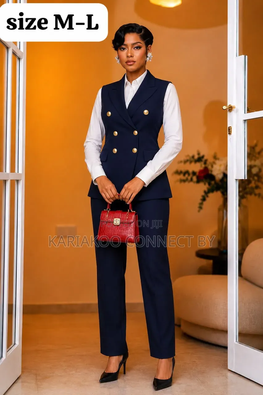Ladies Sleeveless Blazer Vest Pants 2-Piece Suit