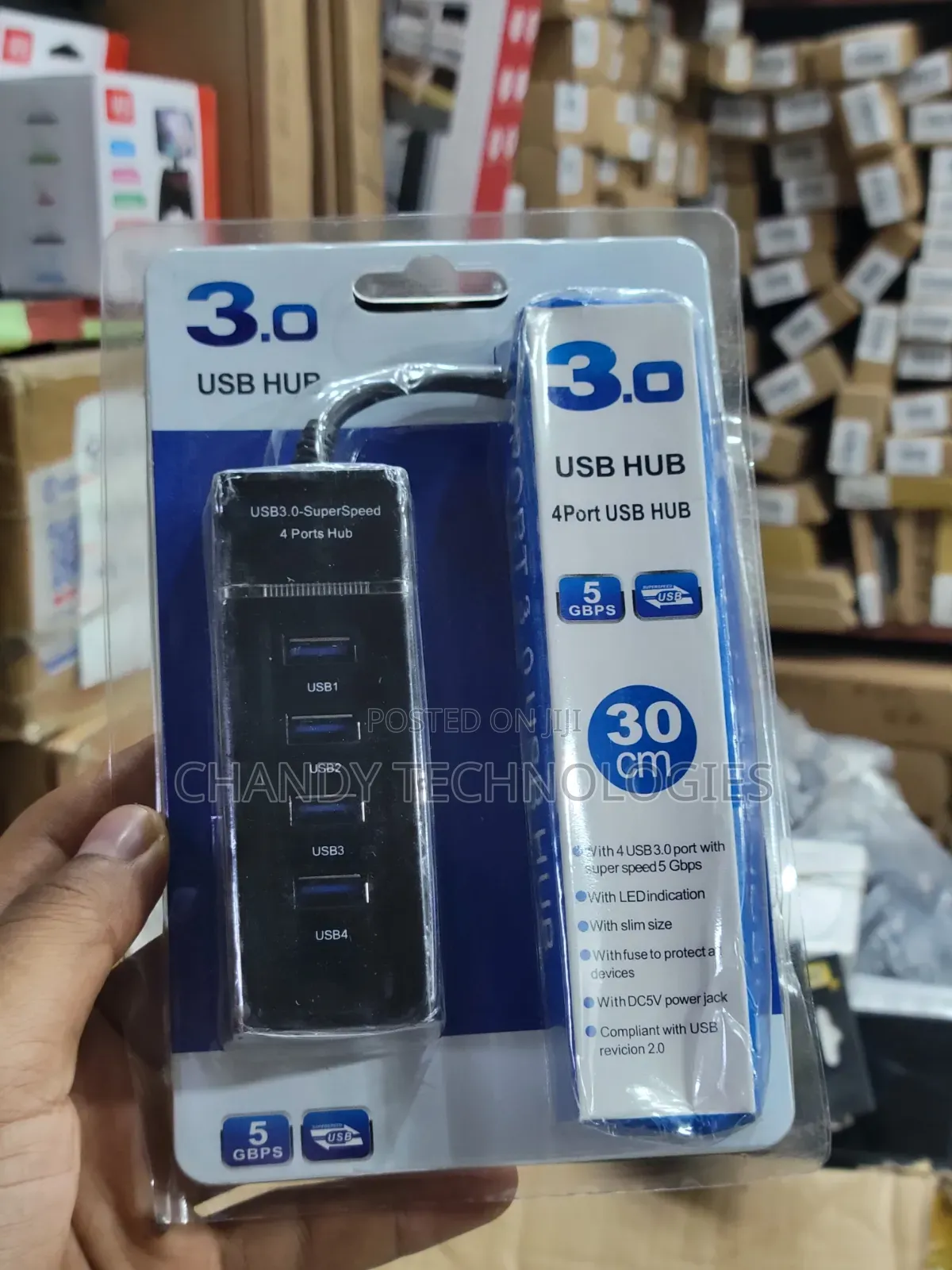 4-Port USB 3.0 Hub Capable of Data Transfer Speeds Up to 5 GBPS