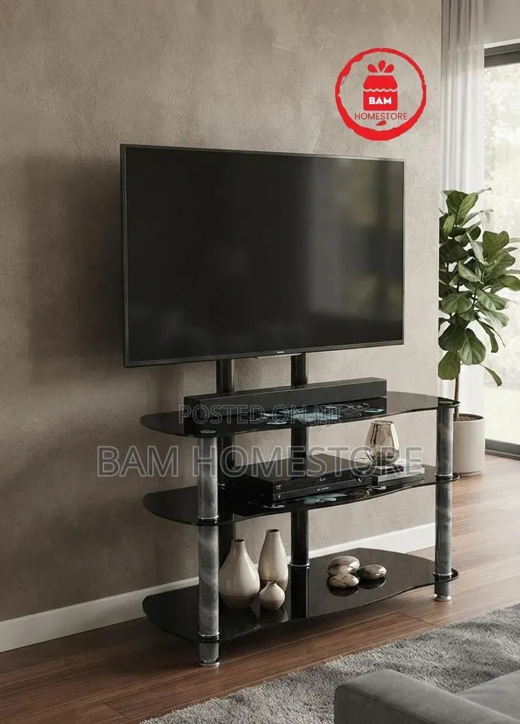 The Floral Wave Glass TV Mount Console(showcase With TV Brackets)