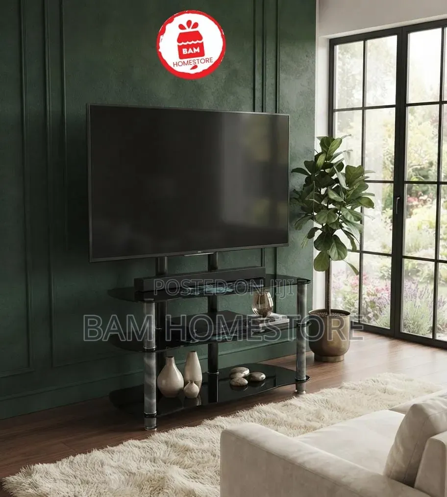 The Floral Wave Glass TV Mount Console(showcase With TV Brackets)